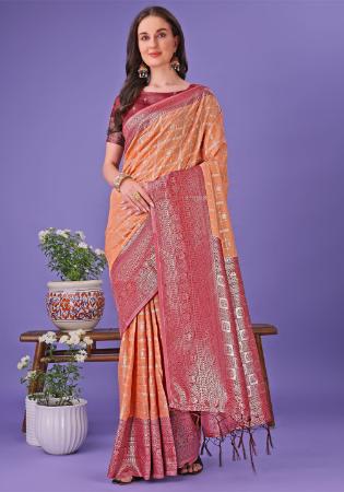 Picture of Splendid Linen & Silk Chocolate Saree