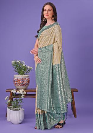 Picture of Ravishing Linen & Silk Dark Khaki Saree