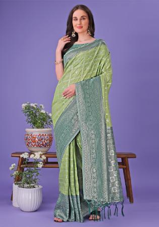 Picture of Graceful Linen & Silk Dark Sea Green Saree