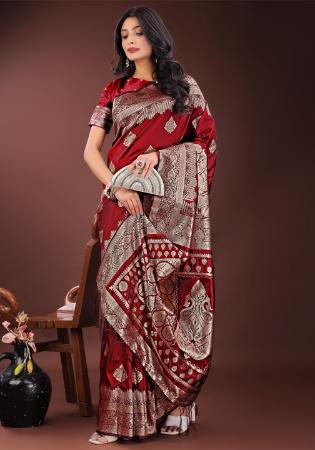 Picture of Comely Silk Maroon Saree
