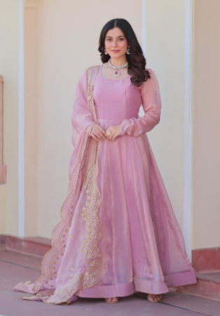 Picture of Ideal Chiffon Rosy Brown Readymade Gown