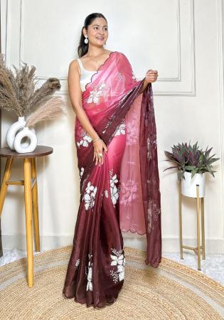 Picture of Pleasing Chiffon Maroon Saree