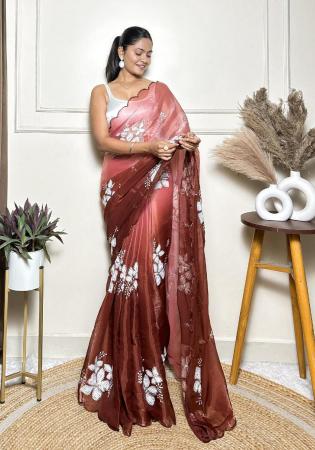 Picture of Pleasing Chiffon Brown Saree
