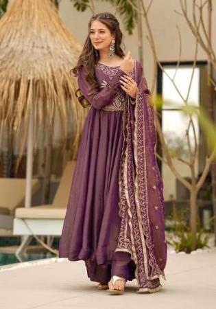 Picture of Cotton & Silk Dim Gray Readymade Salwar Kameez