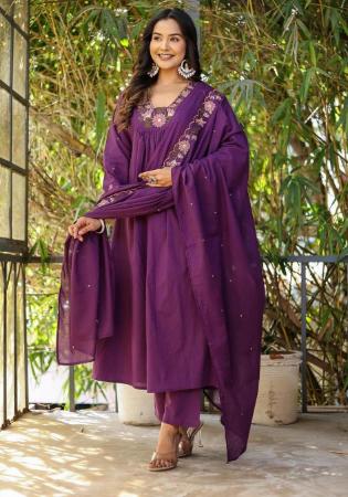 Picture of Cotton & Silk Brown Readymade Salwar Kameez