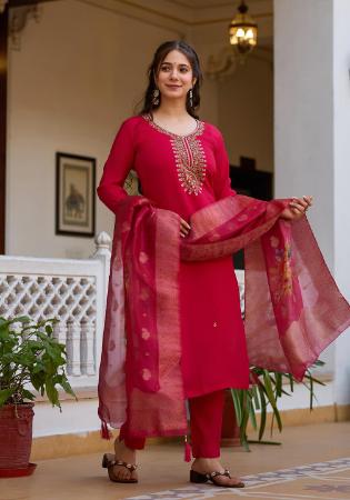 Picture of Fine Cotton Dark Red Readymade Salwar Kameez
