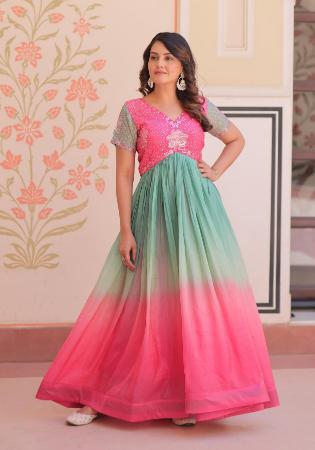 Picture of Enticing Cotton Hot Pink Readymade Gown