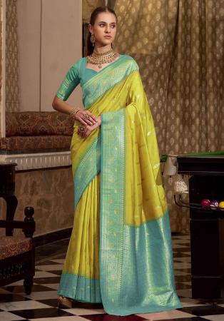 Picture of Lovely Silk Golden Rod Saree