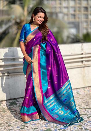 Picture of Well Formed Silk Medium Violet Red Saree