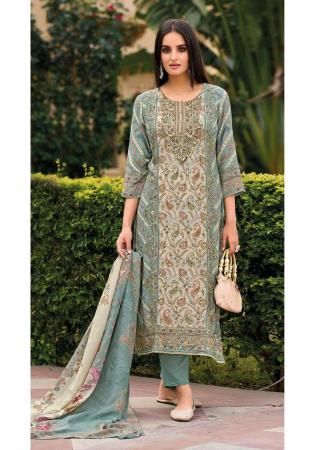 Picture of Chiffon Dark Sea Green Straight Cut Salwar Kameez