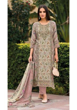 Picture of Pleasing Chiffon Tan Straight Cut Salwar Kameez