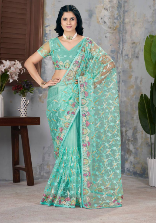 Picture of Taking Net Cadet Blue Saree