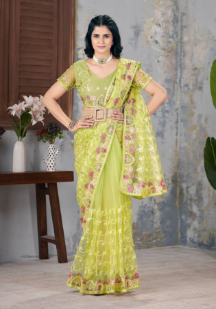 Picture of Enticing Net Burly Wood Saree