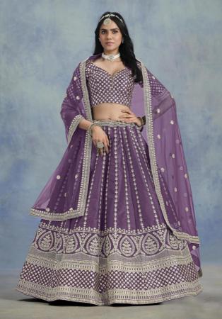 Picture of Exquisite Silk Plum Lehenga Choli