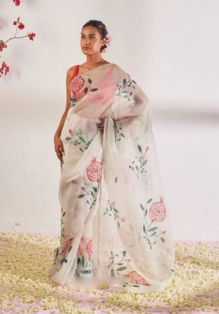 Picture of Pleasing Silk & Organza Thistle Saree