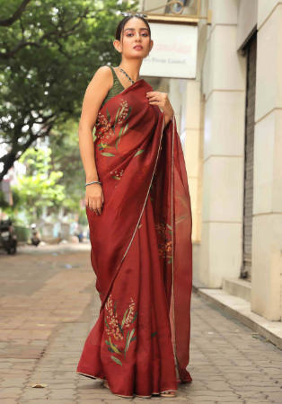 Picture of Exquisite Silk Maroon Saree