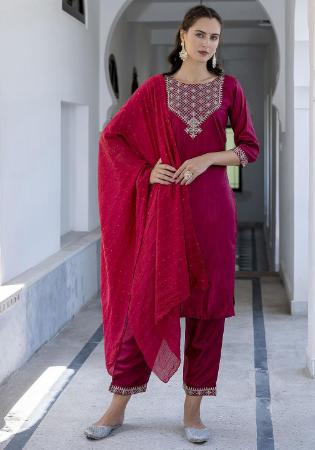 Picture of Splendid Silk Dark Red Readymade Salwar Kameez