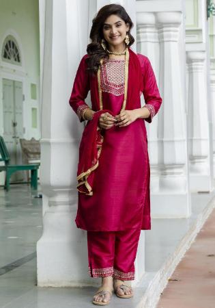 Picture of Cotton & Silk Crimson Readymade Salwar Kameez