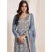 Picture of Chiffon Light Slate Grey Straight Cut Salwar Kameez