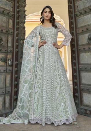 Picture of Radiant Net Light Slate Grey Anarkali Salwar Kameez