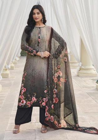 Picture of Gorgeous Crepe Dim Gray Straight Cut Salwar Kameez