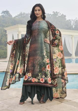 Picture of Crepe Dark Sea Green Straight Cut Salwar Kameez