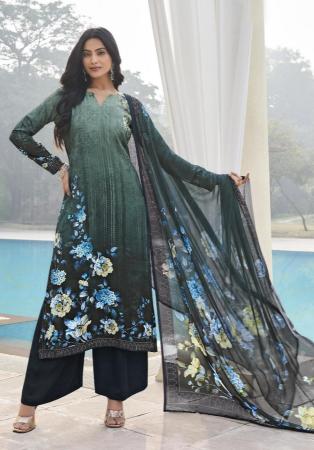 Picture of Crepe Dark Slate Grey Straight Cut Salwar Kameez