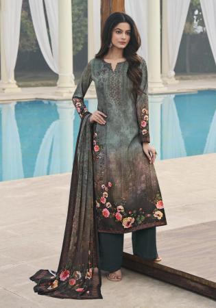 Picture of Resplendent Crepe Slate Grey Straight Cut Salwar Kameez
