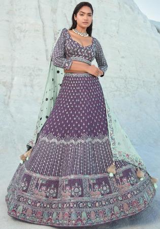 Picture of Lovely Georgette Dark Slate Blue Lehenga Choli
