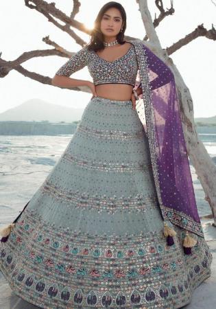 Picture of Superb Georgette Slate Grey Lehenga Choli