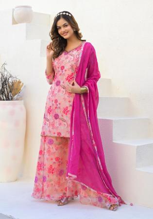 Picture of Georgette Pale Violet Red Readymade Salwar Kameez