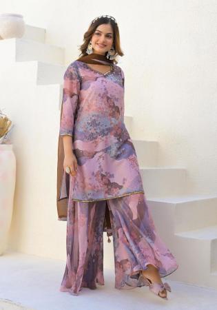 Picture of Elegant Georgette Rosy Brown Readymade Salwar Kameez