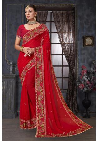 Picture of Elegant Georgette Red Saree