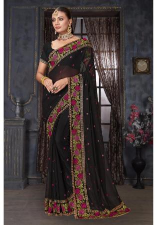 Picture of Comely Georgette Black Saree