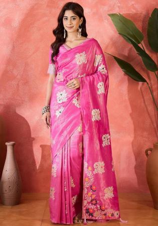 Picture of Excellent Silk Hot Pink Saree
