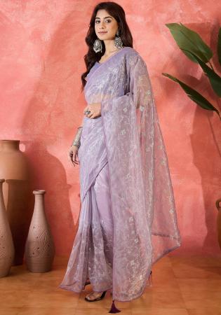 Picture of Enticing Net Plum Saree