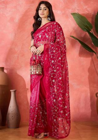 Picture of Sublime Net Dark Red Saree