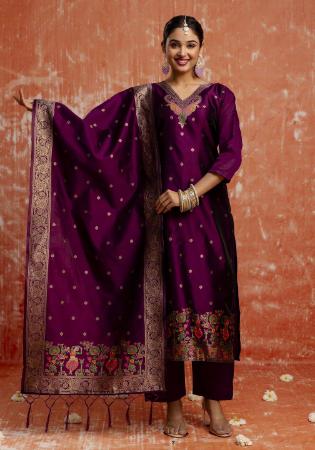 Picture of Cotton & Silk Purple Readymade Salwar Kameez