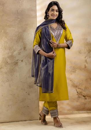 Picture of Classy Silk Dark Golden Rod Readymade Salwar Kameez