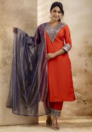 Picture of Taking Silk Orange Readymade Salwar Kameez