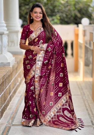 Picture of Pleasing Silk Maroon Saree