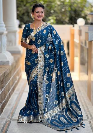 Picture of Stunning Silk Steel Blue Saree