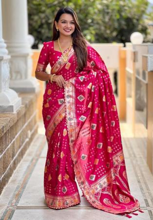 Picture of Pretty Silk Hot Pink Saree