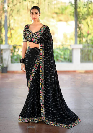 Picture of Stunning Georgette Black Saree