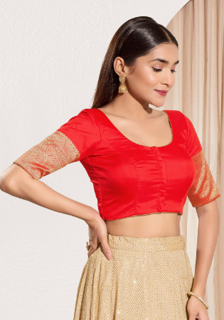 Picture of Shapely Silk Tomato Designer Blouse