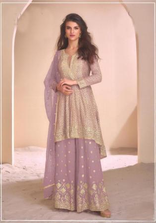 Picture of Georgette Rosy Brown Straight Cut Salwar Kameez