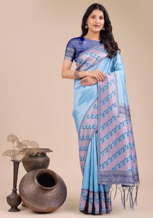 Picture of Resplendent Silk Light Steel Blue Saree