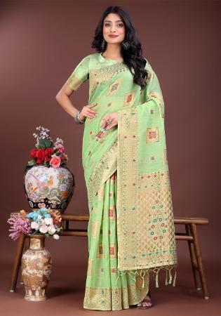 Picture of Charming Cotton & Linen Light Green Saree