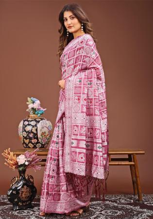 Picture of Good Looking Cotton & Linen Pale Violet Red Saree