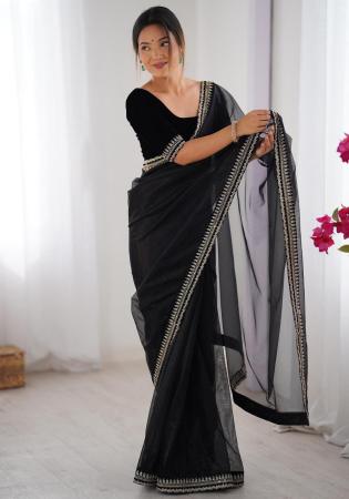 Picture of Well Formed Net Black Saree